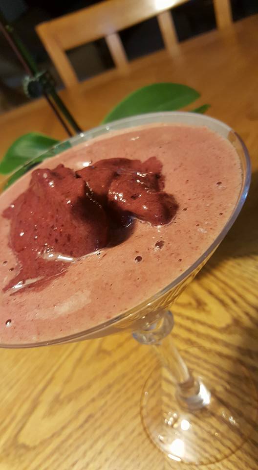 two shades of black berry martini